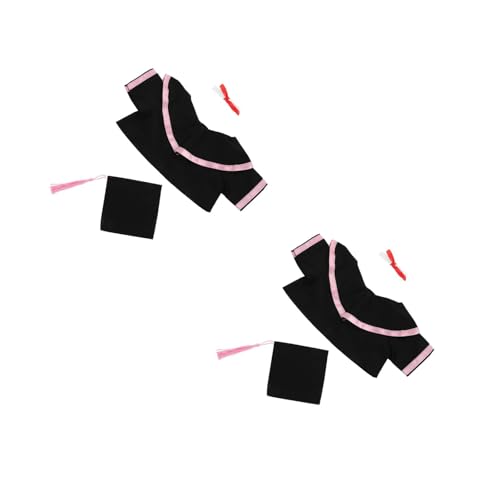 LOGOFUN 2Sets Stuffed Animal Graduation Outfits Plush Bear Clothes Fits Graduation Doll Costume with Cap Shawl Scroll for Party Favors - Pink