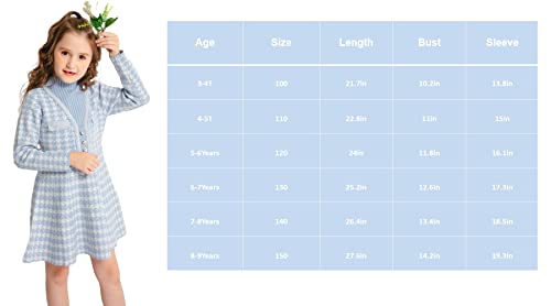 Smiling Pinker Girls Dresses Houndstooth Knitted Sweater Flare Winter Dress Mock Neck (Pink, 4-5T) #TOP2