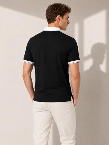 Image of Mens Pique Polo T-Shirt | Cotton Rich, Smart Fit Polo with Embroidered Logo | Casual & Sports Wear | Polo T-Shirt for Men