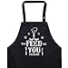 EXPRESS-STICKEREI Fartuch damski/męski wesoły - haftowany napis: I Will Feed All You Fuckers fartuch do grillowania hipster fartuch kucharski regulowany fartuch kuchenny męski - prezent urodzinowy Grillmeister