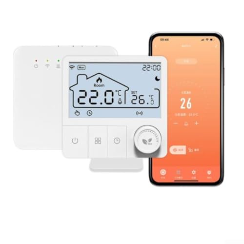Termostato inalámbrico inteligente, 99 x 97 x 23 mm, termostato de caldera de gas montado en la pared, pantalla LCD digital para hogares, oficinas, centros comerciales (calefacción eléctrica de suelo)