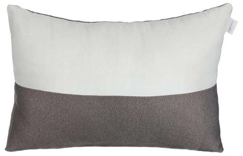 amazon basics Hollow Fiber Sleeping Pillow with Zip | Soft and Fluffy | Premium Soft Spun Polyester Outer Cover | Adjustable Height | White and Brown - 27 x 16 inch (Pack of 1)