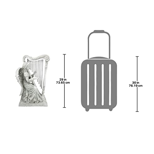 Design Toscano Ng29970 Music From Heaven Angel Playing Harp Garden Windchimes Statue, Medium, Two Tone Stone #TOP6