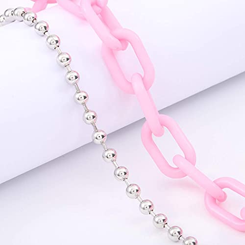 Bomine Hip Hop Jeans Pants Chain Punk Goth Layered For Men Link Wallet Chain For Women Hipster Chunky Thick Wallet Pocket Keychains Belt Waist Chain Body Jewelry For Egirls (Pink) #TOP4