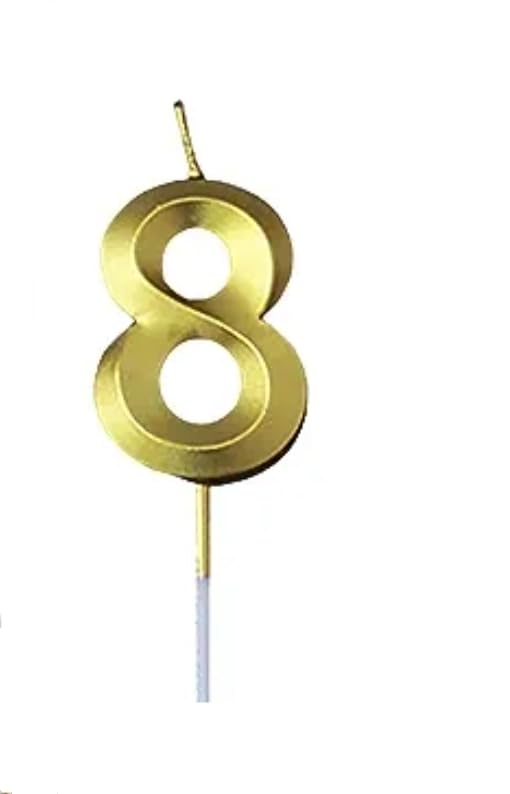 Image of Number Candles with Crown 3 inch for Birthday Parties, Wedding, Engagement, Valentines Day Celebration, Theme Party Cake Decoration Gold (Numerical No 8)
