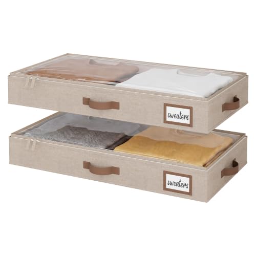 StorageWorks 4 Inch Low Profile Under Bed Storage Containers with Clear Lid