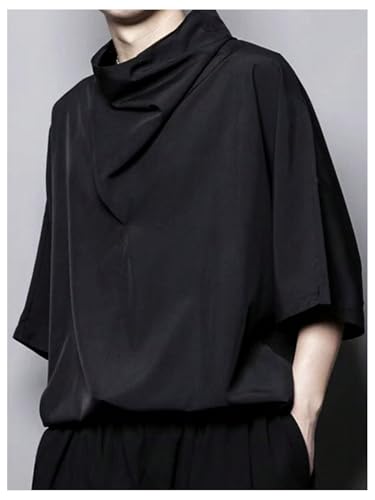 OYOANGLE Men's Draped Front Ruched Short Sleeve T Shirt Loose Fit Summer Trendy Tee Top Streetwear4