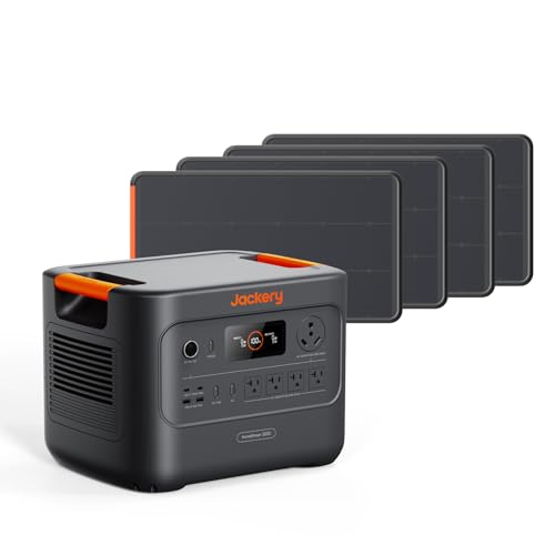 Image of Jackery HomePower 3000 Portable Power Station with 4X 100W Prime Panels, 3600W (7200W Surge), 3072Wh LFP Battery, USB-A /C, Home Backup, RV & Emergencies, Grey