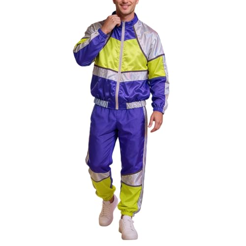 Costume futuriste galactique combinaison unisexe réfléchissante lumineuse
