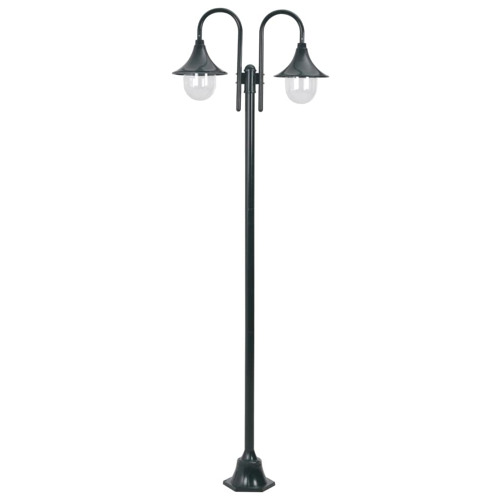 vidaXL Farolas Jardín Aluminio 2 Luces Verde Oscuro 220 cm Iluminación Patio