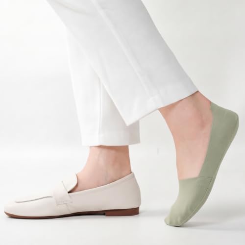 Image of No Show Socks for Women, Non Slip Nylon Thin Footies Invisible Silky Low Liner Socks for Loafers Flats 6 Pairs
