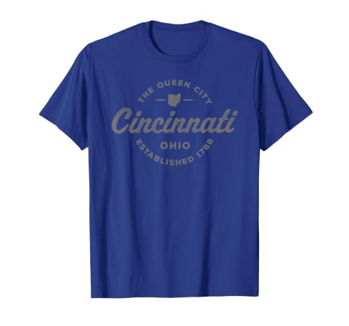 Vintage Cincinnati Ohio 1788 Mens Retro Throwback Souvenir T-Shirt, Men, Royal Blue, X-Large