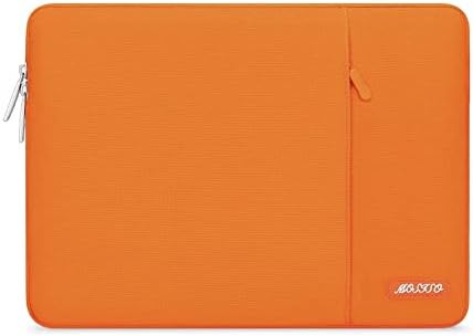 MOSISO Laptop Sleeve Bag Compatible with MacBook Air/Pro, 13-13.3 inch Notebook, Compatible with MacBook Pro 14 inch 2023-2021 A2779 M2 A2442 M1, Polyester Vertical Case with Pocket, Orange