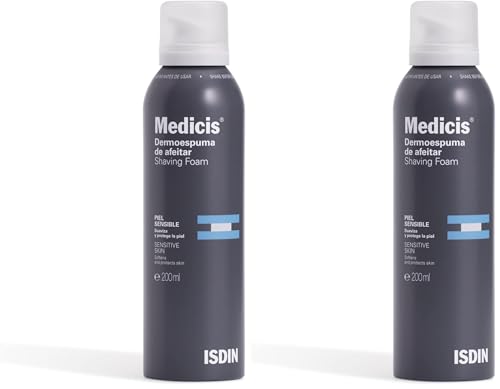 ISDIN Medicis Dermoespuma De Afeitar (Piel Sensible) - 200 ml. (Paquete de 2)