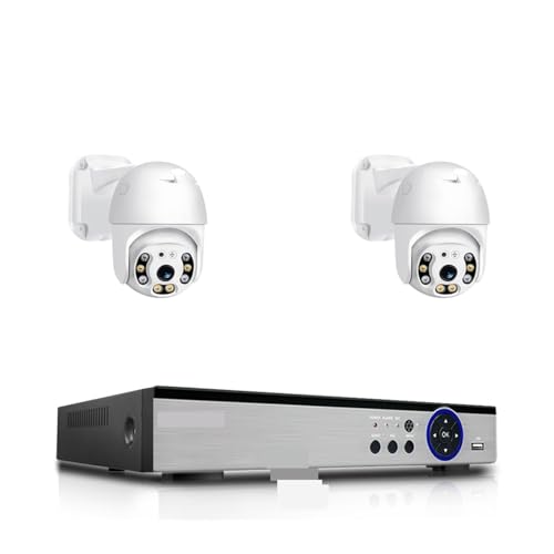 Equipo de videovigilancia De cámara PoE 8CH 4K H.265 8MP AI Humano detectado 5MP cámara Ptz de Seguimiento automático Kit de videovigilancia bidireccional for Exteriores(4T,4CH NVR x 2PCS 5MP)