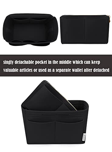 Image of Felt Purse Insert Handbag Organizer Bag in Bag Organizer with zipper Bag Tote Shaper for Speedy Neverfull 8021 Black L2