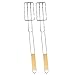 com-four® 2x arrosto di salsiccia con manico in legno, griglia alla griglia per salsicce, carne, pesce e verdure