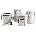 Anchor Hocking Ceramic Canister Set with Clamped Lid and Wooden Spoon, White, Mixed Sizes, Set of 4