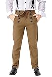 Ya-cos Men Steampunk Pants Classic Victorian Pants Adult Vintage Gothic Trousers Cosplay Costume Khaki