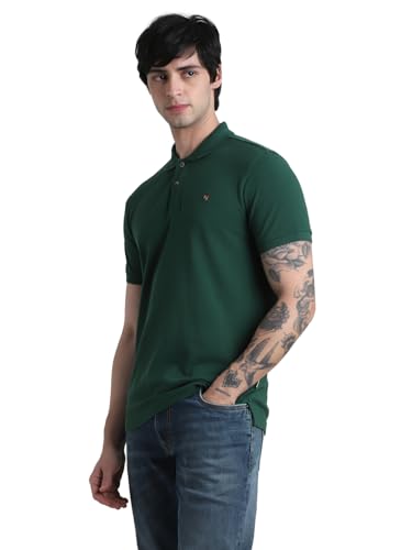 Image of Jack & Jones Men Cotton Polo Collar Slim Fit T-Shirt