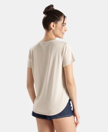 Image of Jockey IW31 Women Micro Modal Fiber Elastane Stretch Relaxed Fit Graphic Print Round Neck Half Sleeve T-Shirt with Curved Hem Styling (Prints May Vary)