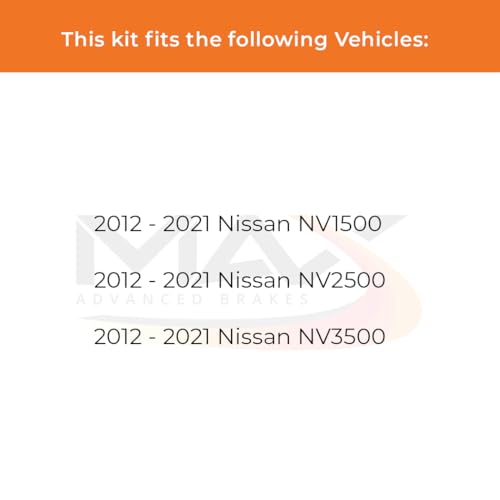 Image of Max Advanced Brakes Front Brake Kit Compatible With 2012-2016 2017 2018 2019 2020 2021 Nissan NV1500 NV2500 NV3500 Replacement Premium OE Disc Brake Rotors and Ceramic Brake Pads