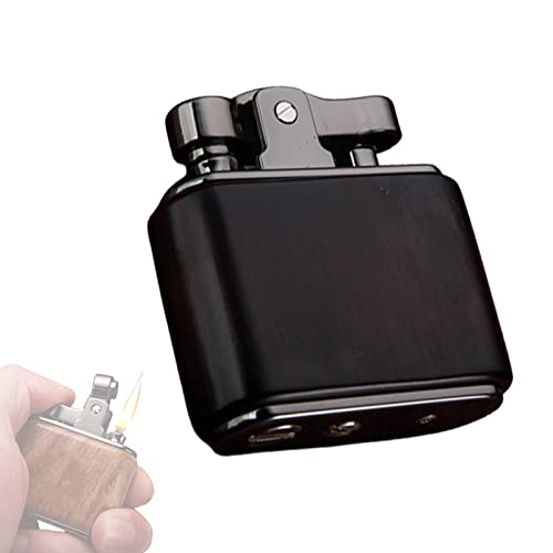 Encendedor de Queroseno Vintage, Mechero de Gasolina con Brazo Basculante de Llama Suave, Regalo para Fumar Reutilizable a Prueba de Viento Retro para Hombres,Black