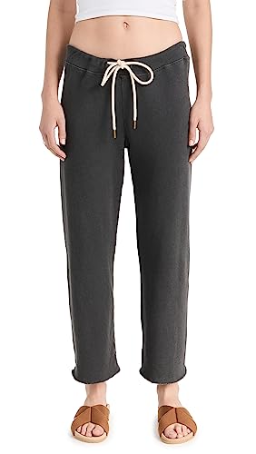 THE GREAT. Women's The Wide Leg Cropped Sweatpants, Washed Black, S