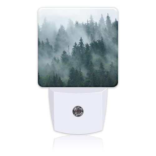 Image of Night Light Plug into Wall Misty Fir Forest Night Light with Dusk to Dawn Sensor Night Light for Kid Girls Boys Women Men Room Decor, Hallway, Kitchen, Bathroom, Nursery, Stairs