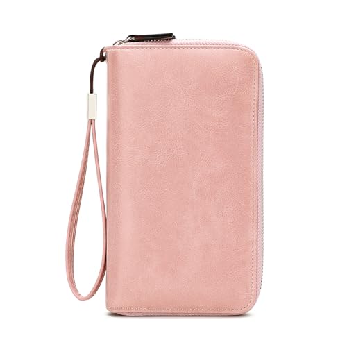 Image of Women's RFID Blocking Wallet Large Zip Around Leather Clutch with Wristlet | Large Capacity, 23 Card Slots, 2 ID Windows, Phone Holder, Soft PU Leather, RFID Secure, Coin Pocket, Checkbook Holder