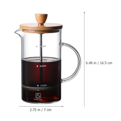 Prensa de café de vidrio con tapa de madera resistente BESTOYARD 3