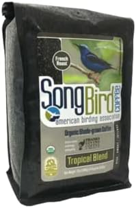 Thanksgiving Coffee "Songbird Tropical French Roast Blend" Dark Roasted Organic Shade Grown Whole Bean Coffee - 12 Ounce Bag