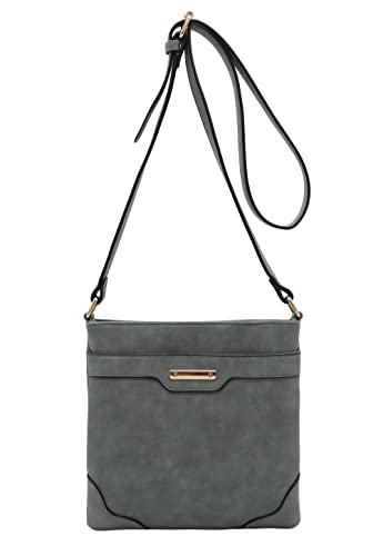 Image of Medium Size Solid Modern Classic Crossbody Bag with Gold Plate