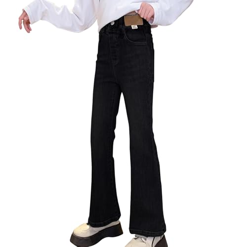 MEILONGER Girls Bell Bottom Jeans Kids Wide Leg Flared Denim Pants with Elastic Waistband Size 8,10-12,14-16,18-20