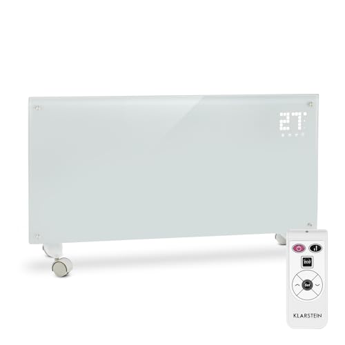 Klarstein Stufa Elettrica Basso Consumo 2000W, Termoconvettore con Rotelle, Termosifone Portatile a...