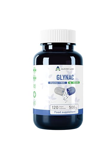 Alzuro Labs GlyNac | 500 mg Högstyrka | 120 Veganska Kapslar | Glycin & NAC Kosttillskott – N-Acetylcystein & Glycin för Metabolism & Immunsystem | Oberoende Laboratorietestat | GMP Certifierad