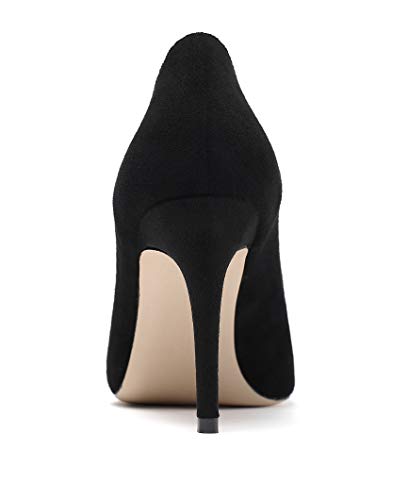 SAMMITOP Women's Pointed Toe Pumps Classic Suede Shoes Slip On Dress Pumps2
