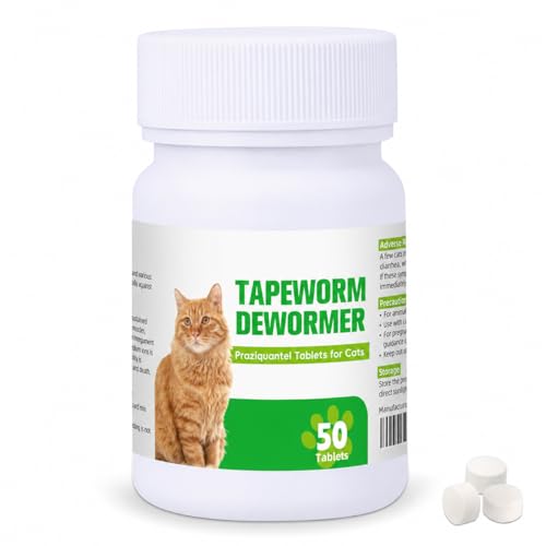 inqigi Tapeworm Dewormer for Cat, Prazi-qantl Tablets Tapeworm Treatment, Broad Spectrum for Cats and Kittens 6 Weeks and Older, Small & Easy to Administer, 50 Tablets