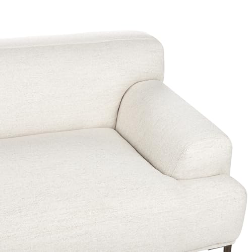 Divano A 3 Posti In Tessuto Beige Chiaro Soggiorno Stile Moderno Gambe In Metallo - 8