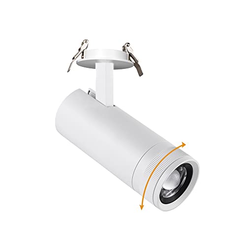 LEDart spot zoomable à encastrer ILYAS 20W dimmable Triac & angle focus ajustable 15°-60° Ra90 éclairage tableaux et effet lumineux (Blanc) Cover