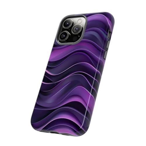 Coque iPhone 14 Pro Max vague violette rigide et brillante antichoc