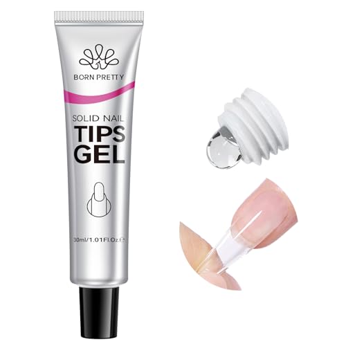 Born Pretty Solid Nail Tips Gel,30ml Soft Gel Nail Tips Glue, Nail Gel for Press On Nails, Super Strong Cured Needed Acrylic Nail Gel, Nails Tip U V Nail Extension Gel Nail Charm Glue