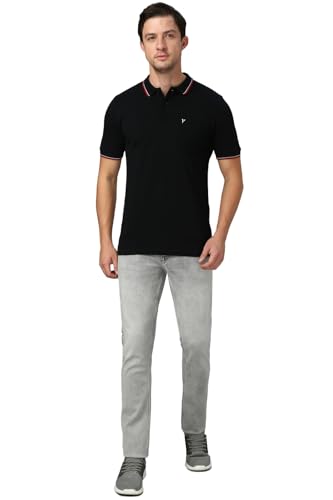Image of Van Heusen Athleisure Men Solid Cotton Polo T-Shirt with Pocket - Side Slit, Half Sleeve, Regular Fit