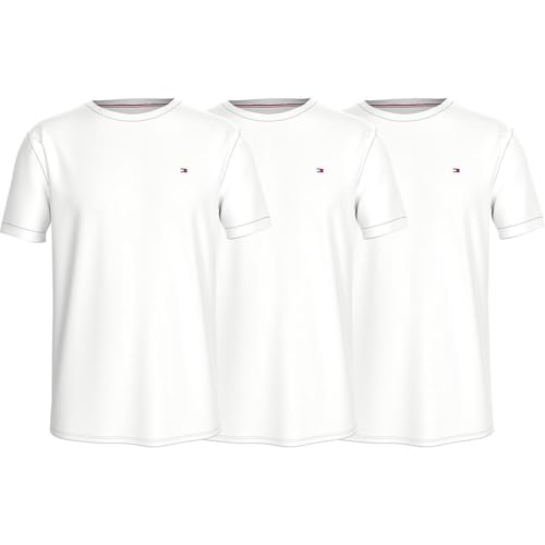 Tommy Hilfiger Herren 3er Pack T-Shirts Kurzarm Slim Fit, Weiß (White/White/White), L