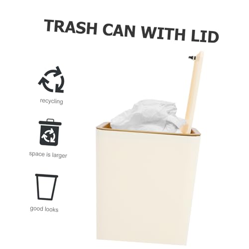 Caneca de basura pequeña Zerodeko 10.5L crema con tapa miniatura 7