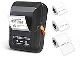 SUPVAN Etiquetadora Bluetooth T50M Pro con 3 Etiquetas Autoadhesivas Impermeables Blancas (40×30mm, 50×80mm, 30×20mm), con App (40+ Fuentes, 150+ Diseños y 700+ Iconos)