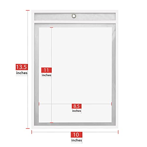 6 Pack Dry Erase Pockets – White – By Essex Wares – For Teacher Lessons In A Classroom Or For Use At Your Home Or Office – Fits Standard Paper - 10” X 13.5” #TOP1
