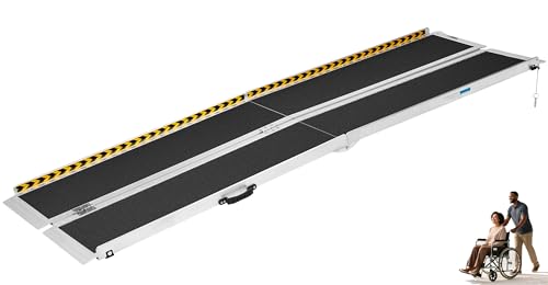 Wheelchair Ramp 8FT, Anti-Slip Aluminum Folding Portable Handicap Threshold Entry