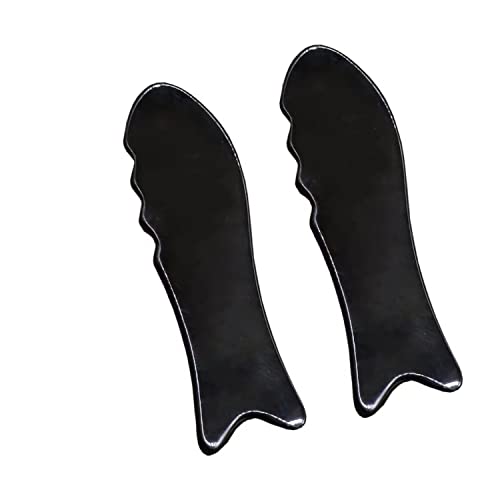 Gua Sha Massaggio Raschiante,2 Pezzi Corno di Bue Premium Gua Sha Board Strumento di massaggio Gua Sha Viso Gua Sha Strumento per Rassodare La Pelle Antietà e Riduzione Delle Rughe Su Viso Collo Nero
