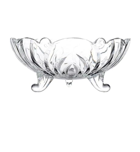 Image of Glass Fruit Bowl 9 Inch, Set of 1, Crystal Clear Beautiful Designer 3, Leg Glass Bowl for Vegetable Serving Dry Fruits, Snacks, Candy, Ice Cream, Sweets and Multi-uses Salad Bow